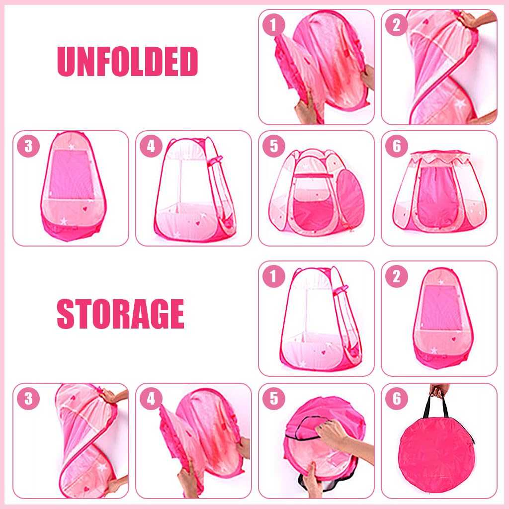 PATPAT Pop Out Game Tent for Kids with 115×95×66cm Space and Elastic Plastic Frame | Indoor Outdoor Princess Playhouse