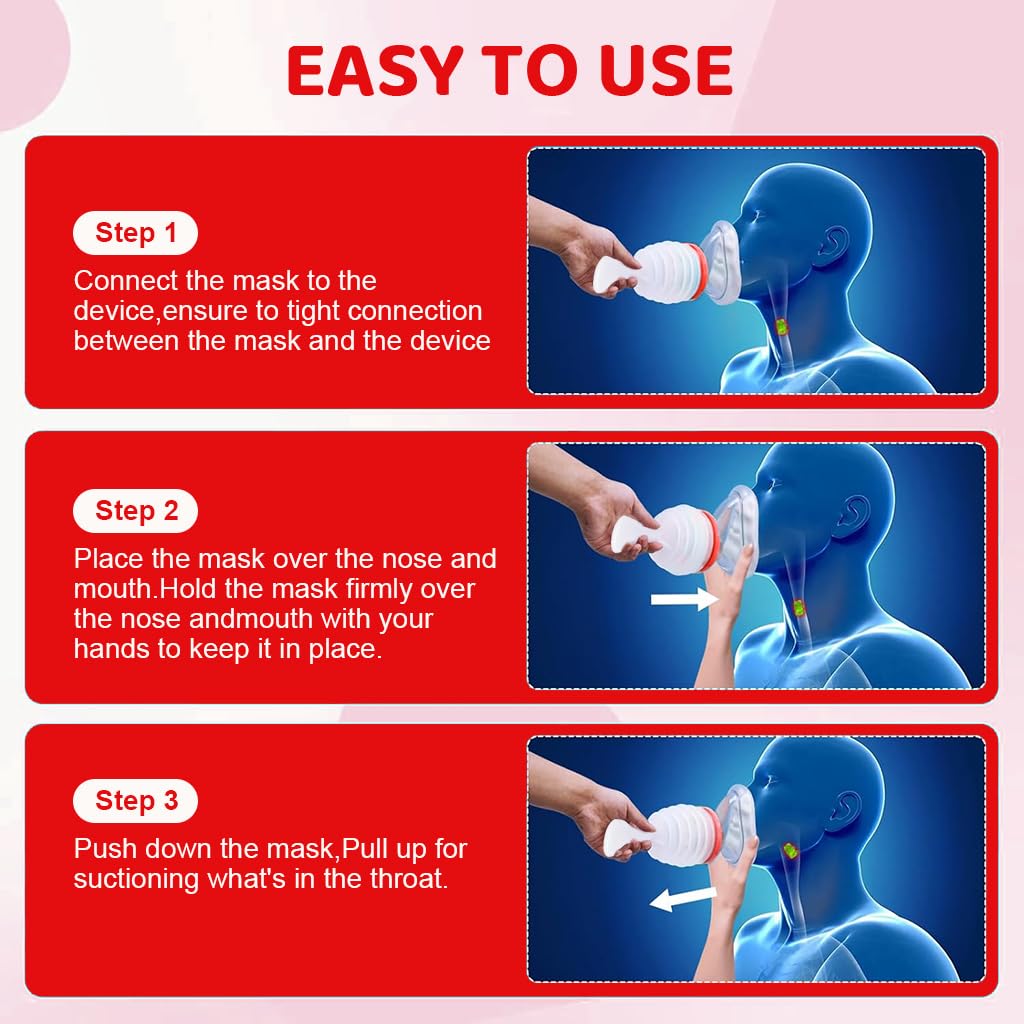 HANNEA Anti Choking Device for Home and Travel with Ergonomic Plunger and Dual Masks | Red