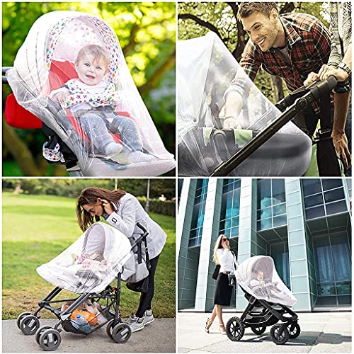 SNOWIE SOFT® Mosquito Net for Baby Carriage Stroller Pram Carriers Car Seats Cradles Plus Size for Kids 0 to 3 Year White 2 PCS