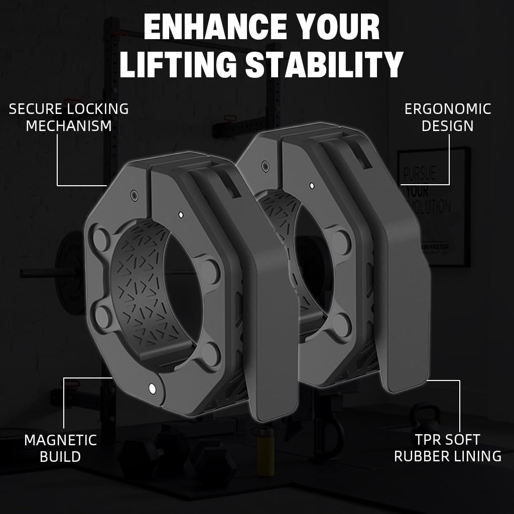 Proberos Barbell Collars for 2 Inch Barbells with Quick Release Lock and Nylon Build | Secure Pair for Home & Gym Workouts