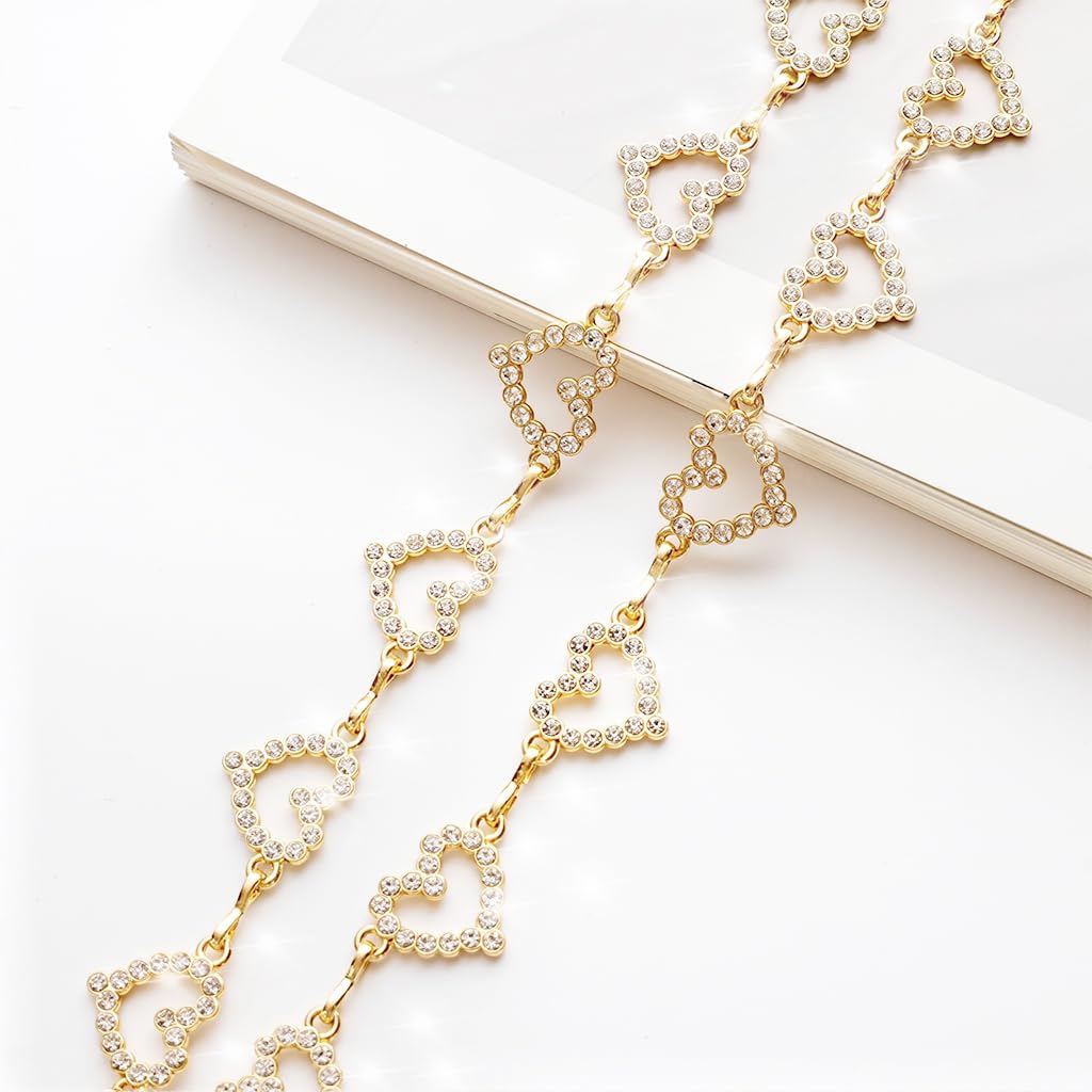 SANNIDHI Waist Chain for Women with Rhinestone Heart Links and Adjustable Alloy Belt | Ideal for Dresses and Jeans