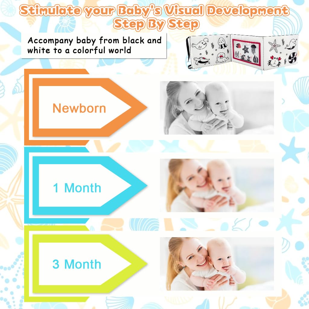 SNOWIE SOFT Baby Cloth Book for Early Learning with 3D Animal Tails and BPA Free Fabric | Sensory Toy for Newborns 0-12 Months