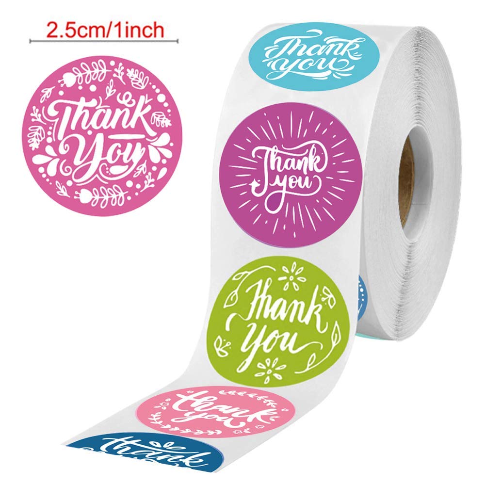 HASTHIP Thank You Stickers for Gift Bags and Envelopes with Strong Adhesive 500pcs | 8 Floral Designs