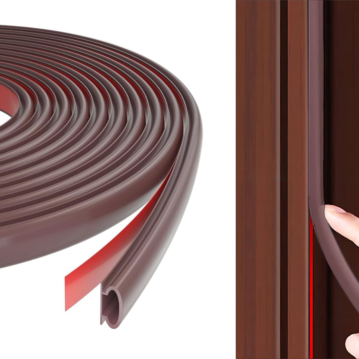 HASTHIP® 19.7Ft Door Seal Strip Self Adhesive Door Frame Seal Strip Cushioning Hollow Out Door Seal Strip Cuttable Door Seal Strip Noise Reduction Door Frame Seal Strip Cuttable Door Seal Strip