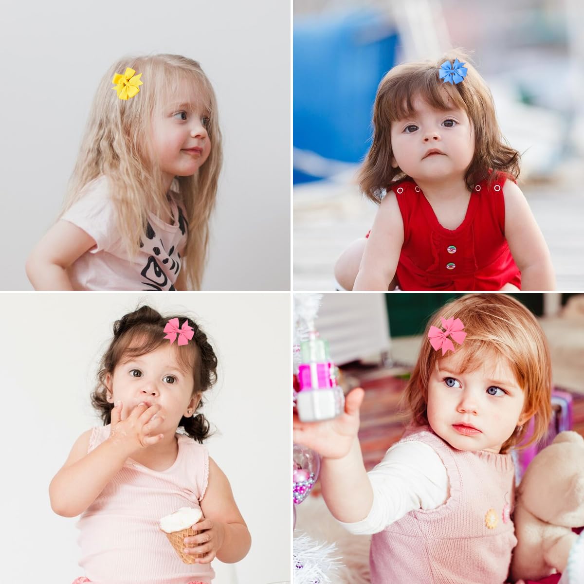 PALAY Hair Bows Alligator Clips for Baby Girls featuring 5in Design and Grosgrain Ribbon | 6pcs Multicolor Set