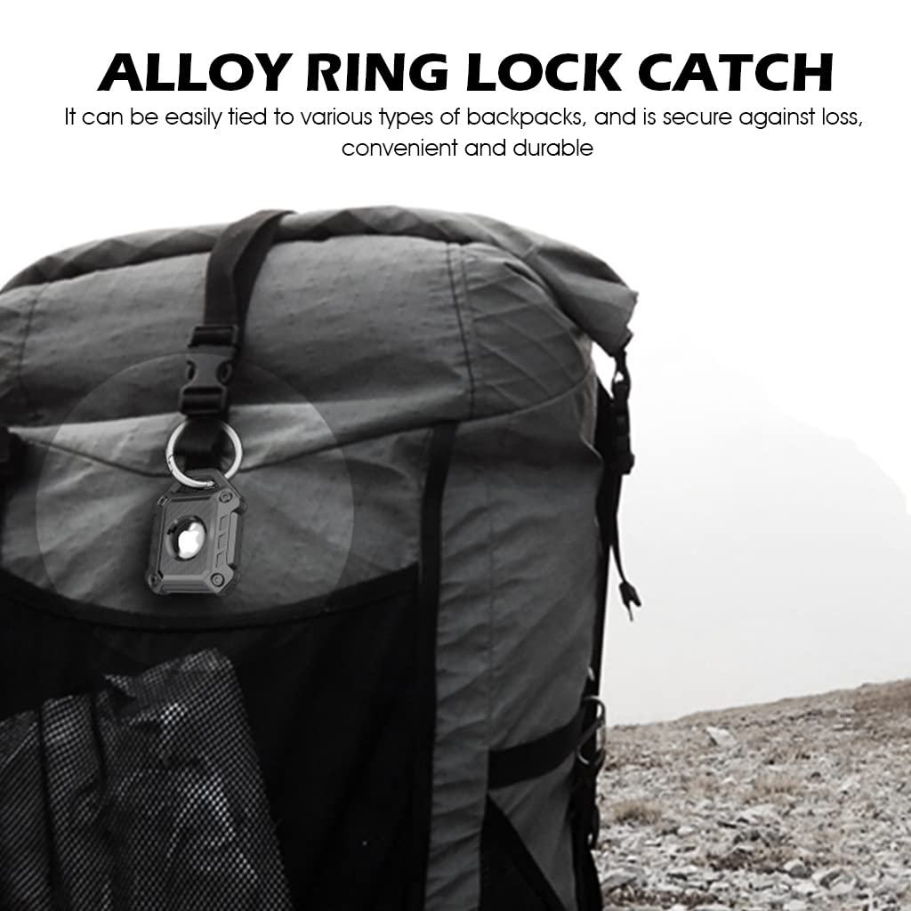 ZIBUYU AirTag Case for Apple AirTags with Keychain Hole featuring TPU Waterproof Protection | Black Mechanical Style Holder
