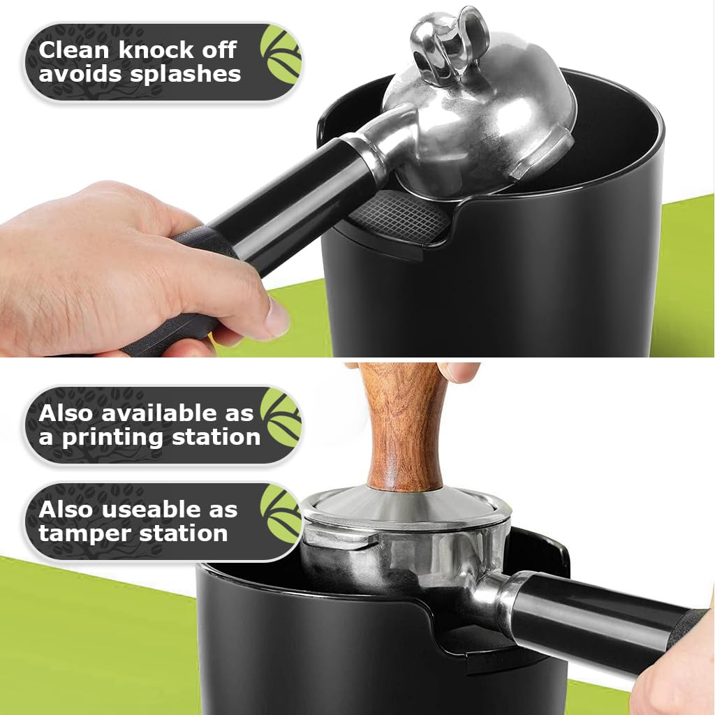 Supvox Coffee Grounds Catcher Knock Box for Espresso Use with Knock Pad 12x11.5cm | Easy Clean Plastic Accessory