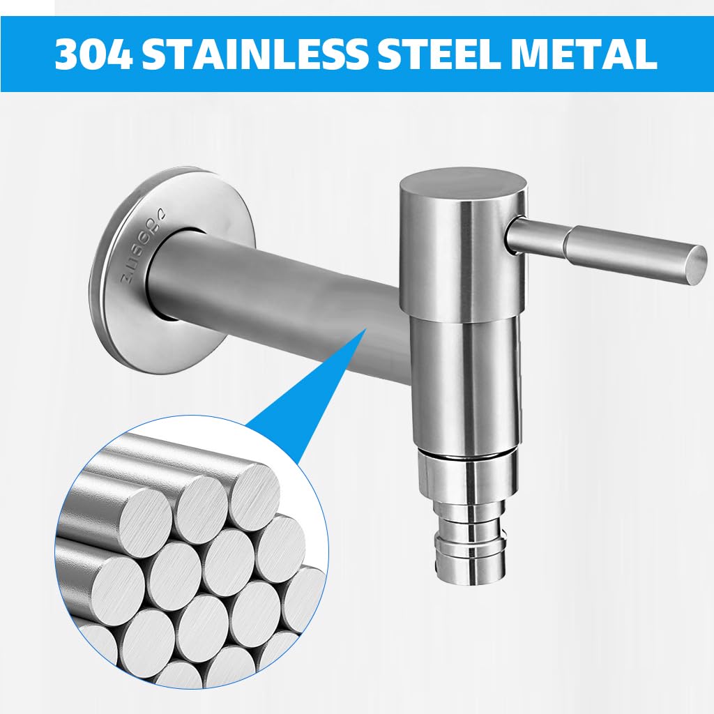 HASTHIP Washing Machine Tap for Bathroom and Laundry Sink with Stable Flange | 4.5 in Stainless Steel Fixture