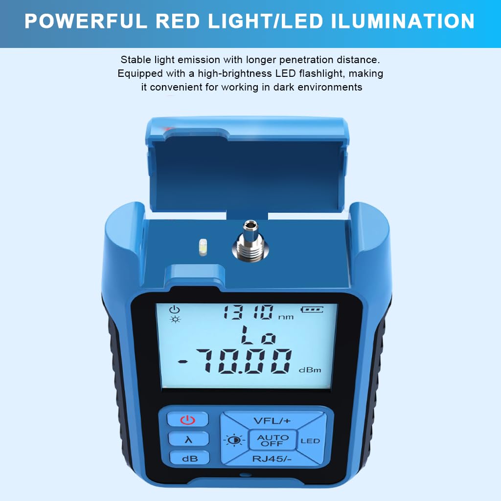 Serplex Optic Power Meter for Fiber Testing with LED Light and 7 Calibrated Wavelengths