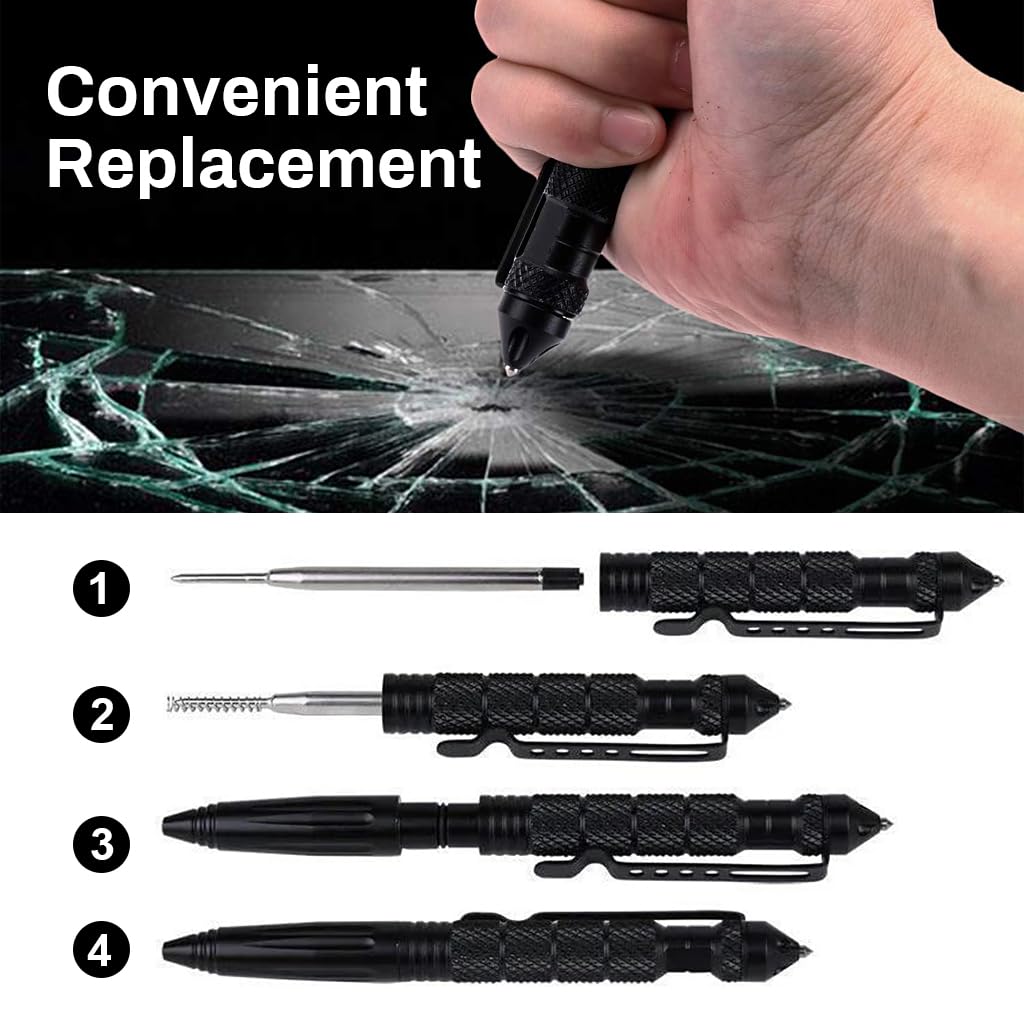PROBEROS Tactical Pen for Self Defense and Writing featuring 2 in 1 Design | Black 5.9 in