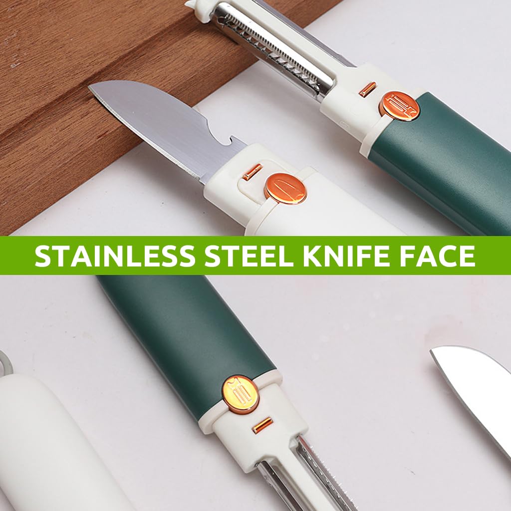HASTHIP 4 in 1 Fruit Peeler for Kitchen Use with Dual Head Design and 7.8 in Portable Body | Stainless Steel Blades