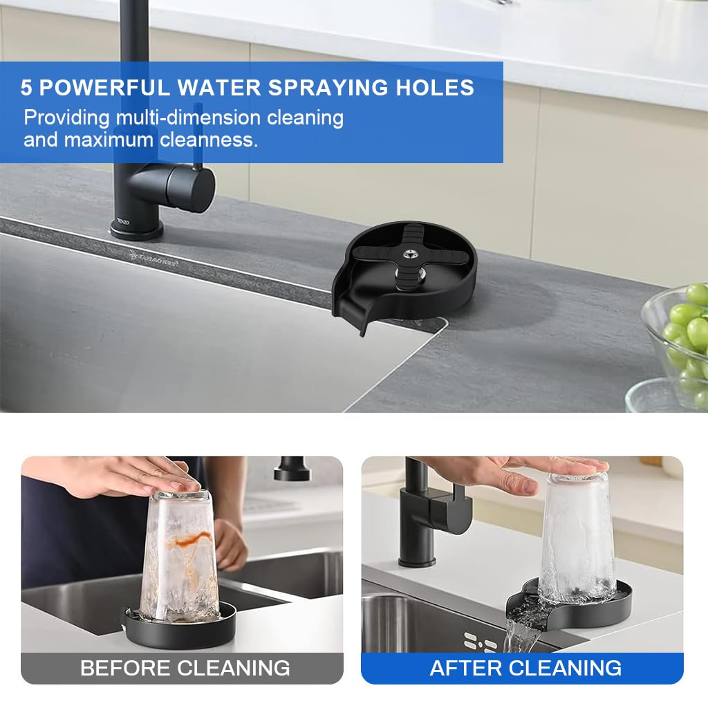 Supvox Glass Rinser for Kitchen Sink with 4.3 in Diameter and Press Down Spray | Stainless Steel Cup Washer