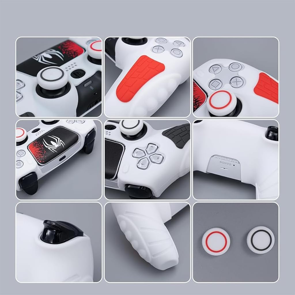 ZORBES PS5 Controller Cover Case, Anti-Slip Sweat Proof Silicone Cover Skin PS5 Controller Skin Cover for PS5 Dual Sense Controller with Thumb Grip Caps, Joystick Protectors and Cover Wrap Sticker