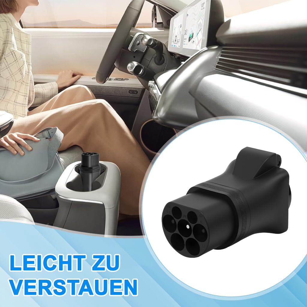 STHIRA Type 2 to Schuko Plug Adapter for Travel and Home Use with 16A 220V Power | Compact and Safe EU Converter