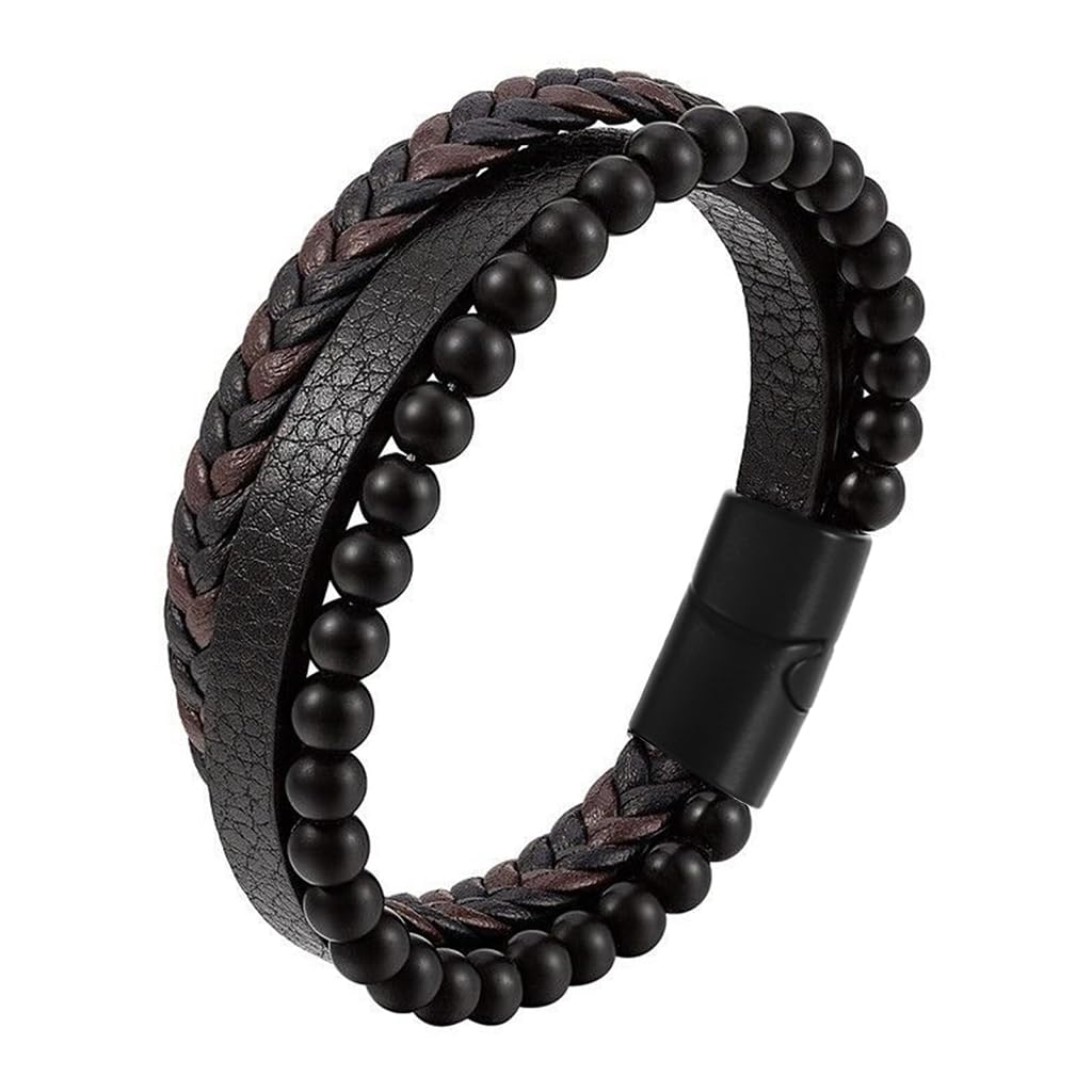 Zibuyu Men's Genuine Leather Bracelet for Business Wear with Magnetic Clasp | Elegant Gift
