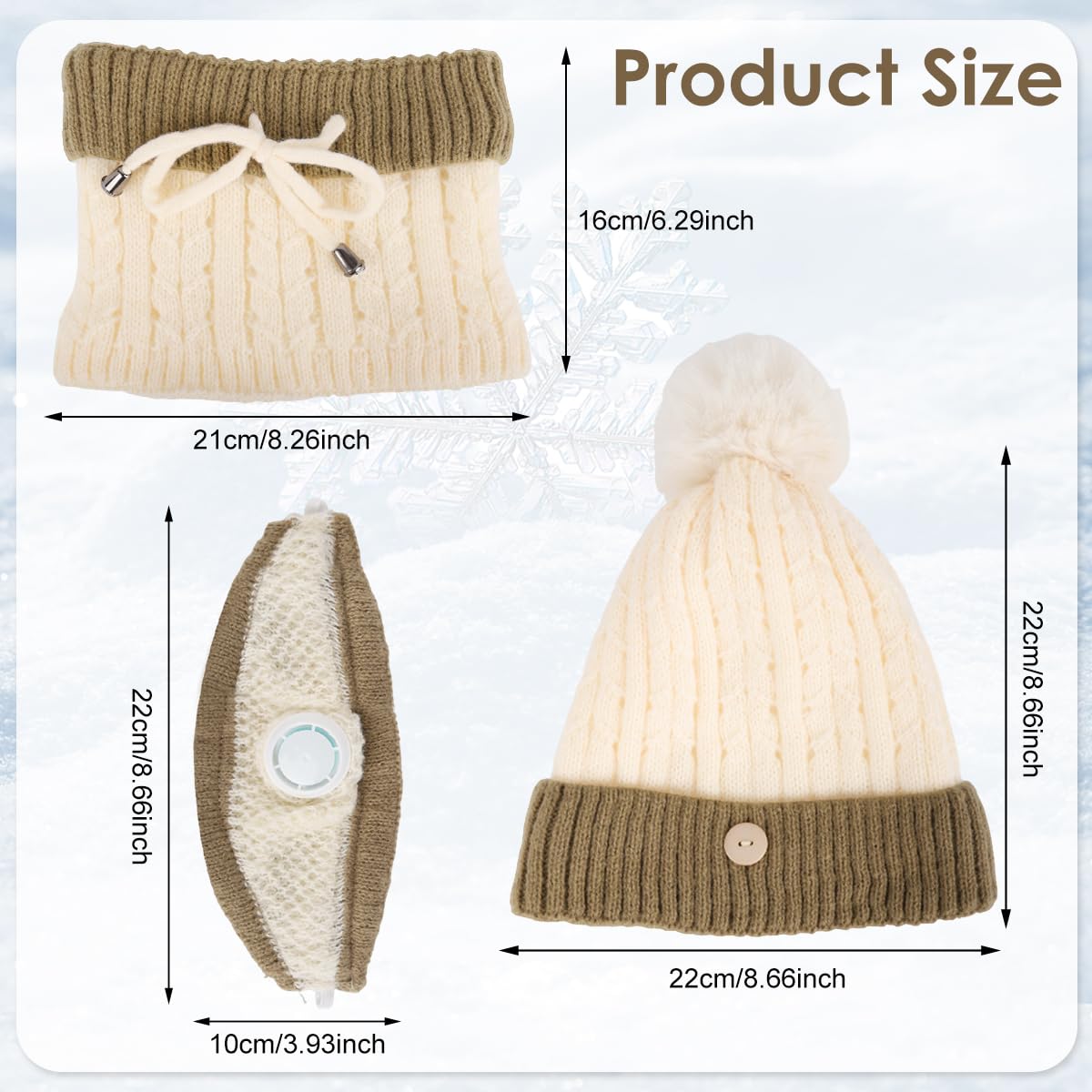 SANNIDHI Winter Cap for Women with Detachable Face Mask and Adjustable Neck Gaiter | Beige