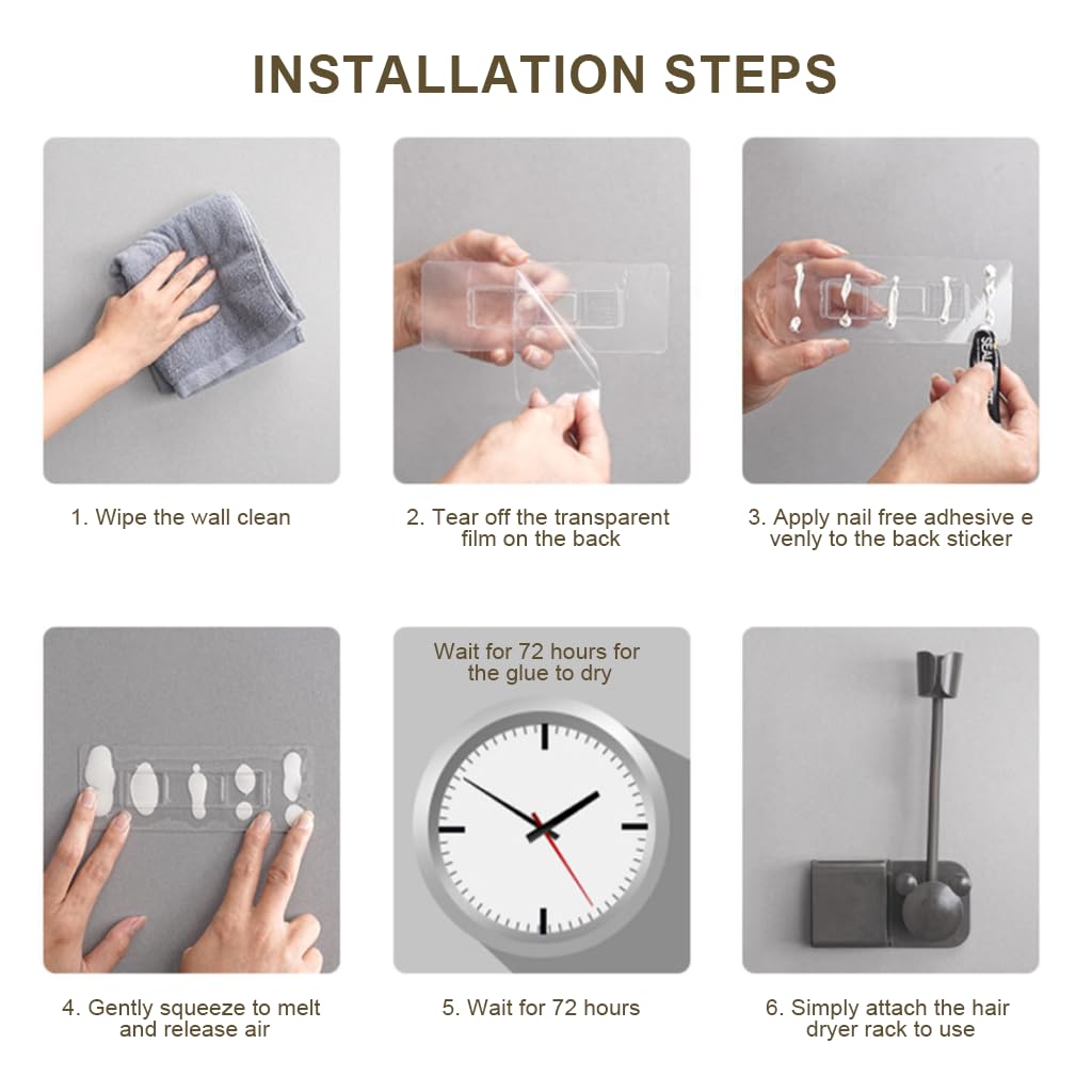 HASTHIP Hair Dryer Holder Wall Mount for Hands Free Styling with Flexible Gooseneck | Bathroom Organizer with Storage Compartment and Cable Management