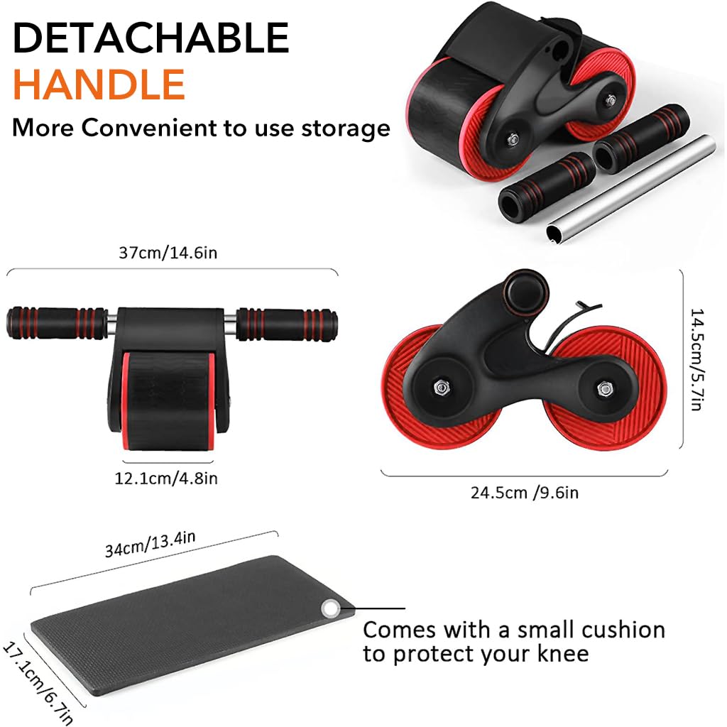 Proberos Ab Roller for Home Workout with 10.5cm Dual Wheel Springback | Red Fitness Trainer