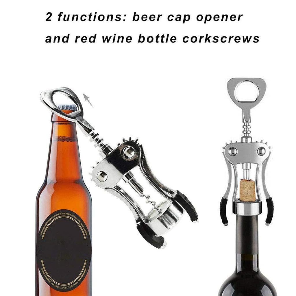 HASTHIP Wing Corkscrew Wine Opener for Wine and Beer with Dual Wings | Stainless Steel Zinc Alloy