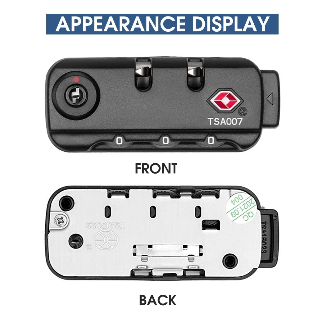 ZIBUYU TSA Lock for Luggage Suitcase TSA Security Lock Customs Lock TSA007 Approved Zipper Bags Fixed Lock for Luggage Travel 3 Bit Digital Combination Luggage Lock