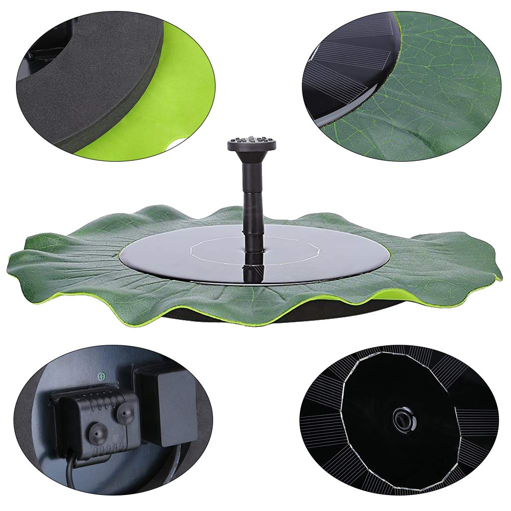 ELEPHANTBOAT Solar Fountain Pump for Bird Bath and Pond featuring 5 Spray Patterns | ABS IP68 Design