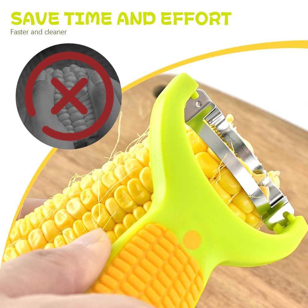 Supvox Corn Peeler for Effortless Kernel Removal with Serrated Stainless Steel Blades and Anti Slip Corn Shaped Handle | Quick Kitchen Tool for Salads and Salsas