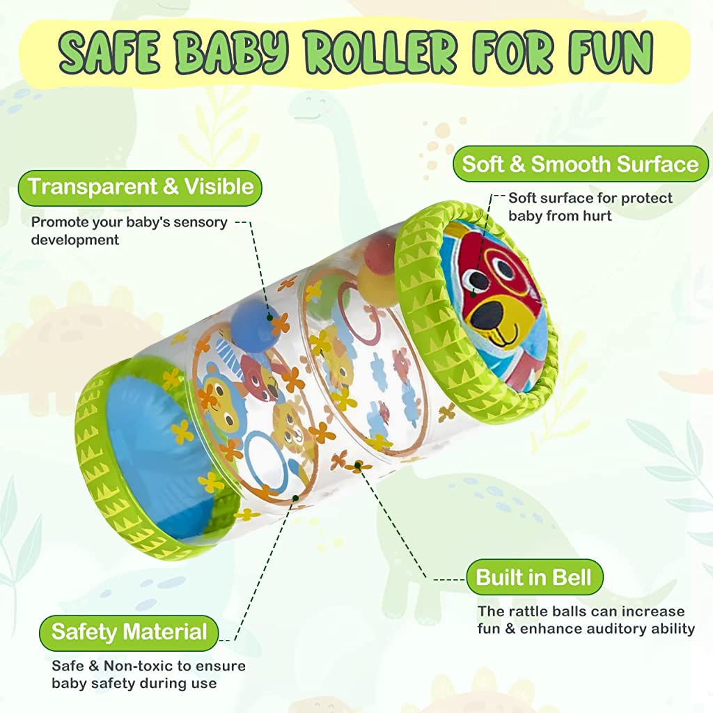 PATPAT Baby Crawling Toy for Early Development with Inflatable Roller & Bouncing Balls | Safe PVA for 6+ Months