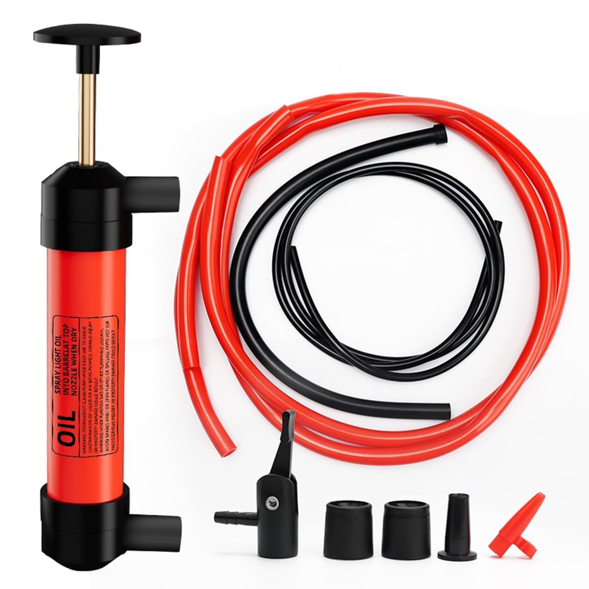 STHIRA® Fuel Pump Fuel Injector 2 in 1 Fuel Pump Manual Air Pump with Interchangeable Fuel Hoses, Airline Hose, Air Valve Connector, Adapters & Nozzle Multi Purpose Manual Fuel Pump for Fuel Transfer