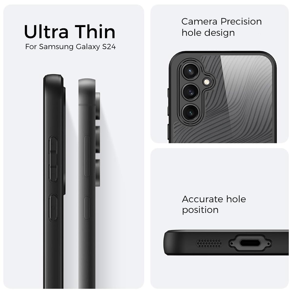 ZORBES Phone Case for Samsung Galaxy S24 with 0.8mm Raised Frame | Matte PC and Silicone Protection