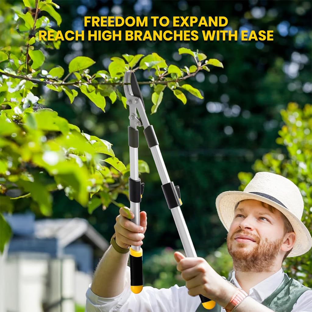 HASTHIP Telescopic Aluminum Loppers for Tree Trimming with SK5 Steel Blade and 28–41 in Extendable Handle