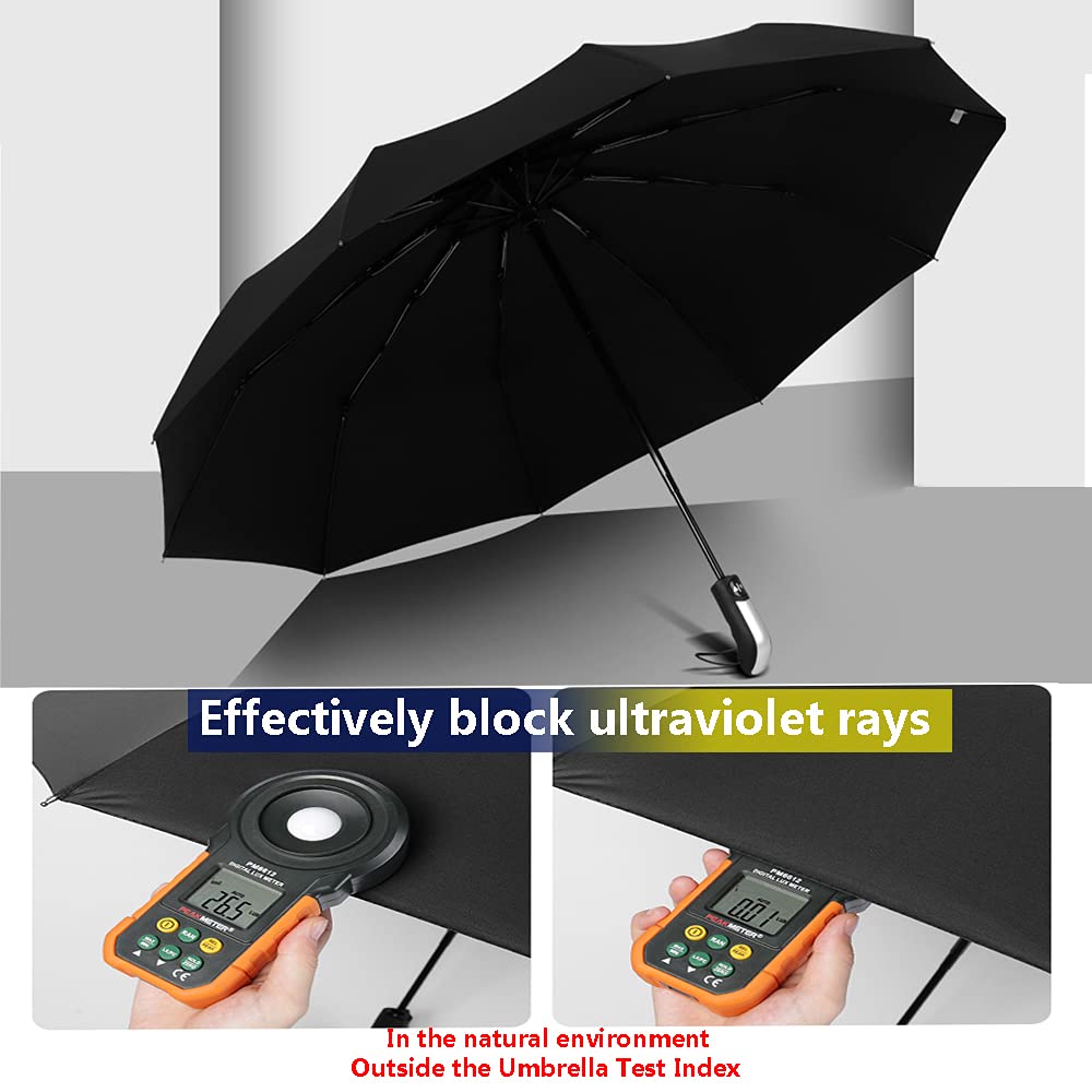 ZIBUYU Rain Umbrella for Men Women Big Size 3 Folds with Auto Open and Close Black Umbrella for Women, Men, Kids, Girls, Boys Sun Protection Umbrella All Season Use (23 inch) - 1 Pcs