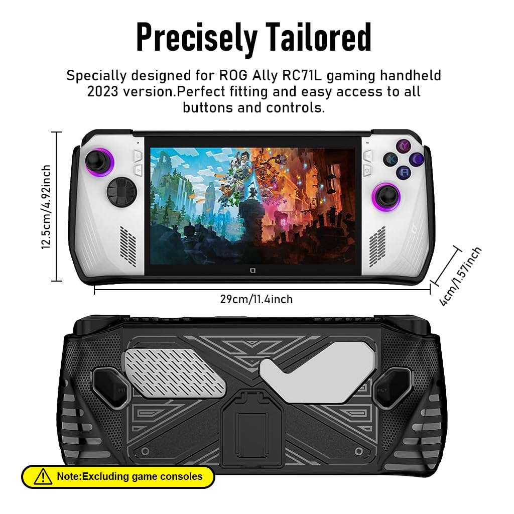 ZORBES® Case for Rog Ally, TPU Case Anti-scratch TPU Cover for Rog Ally Protective Cover with Folding Kickstand, Non-Slip Protective Case Skin Cover for Rog Ally Game Handheld 2023, Not Included Rog Ally