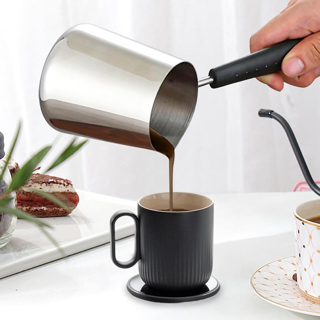 Supvox Milk Frothing Pitcher for Latte Art with Anti-Scald Handle and V Spout | 600ml Stainless Steel