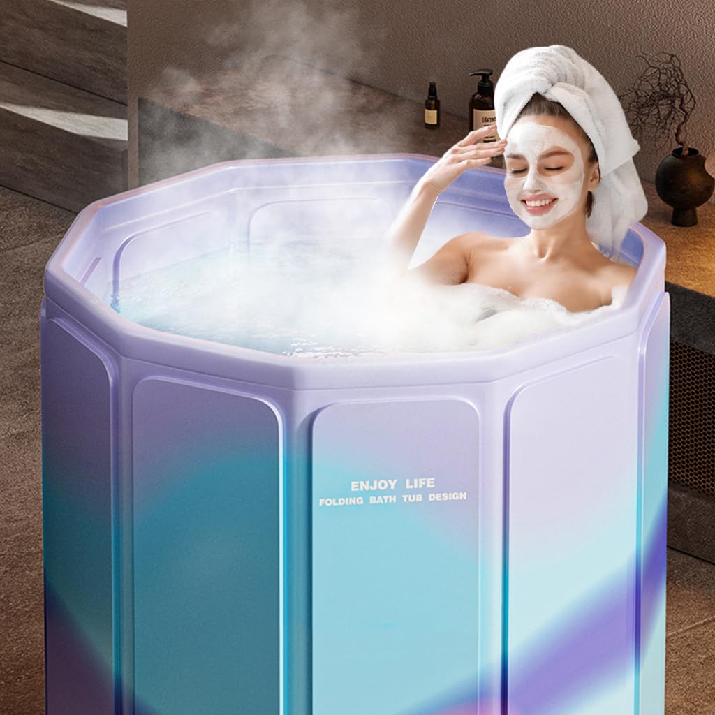 HANNEA Portable Bathtub for Adults with 31.5 in Diameter & 3 Hour Thermal Insulation | Foldable Home and Outdoor Ice Bath Tub