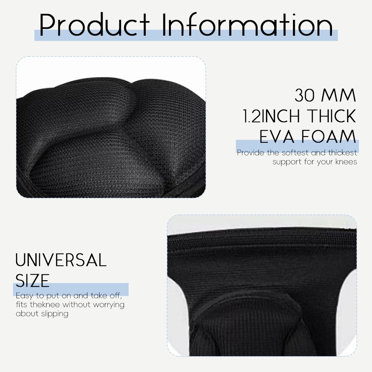 ZIBUYU Knee Pads for Running and Gym featuring Thickened EVA Foam Cushion | Black Unisex Support