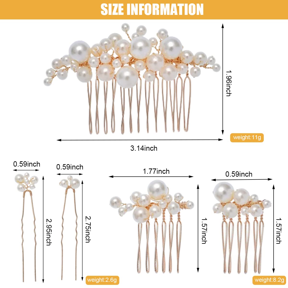 SANNIDHI Hair Accessories for Wedding with 5pcs Pearl Juda Hair Combs | Elegant Bridal Style