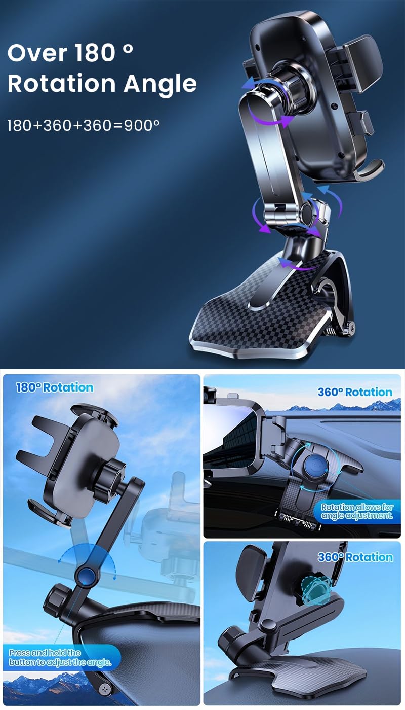 STHIRA Car Dashboard Mobile Holder for Smartphones with 360° Rotation and Clip-On Design