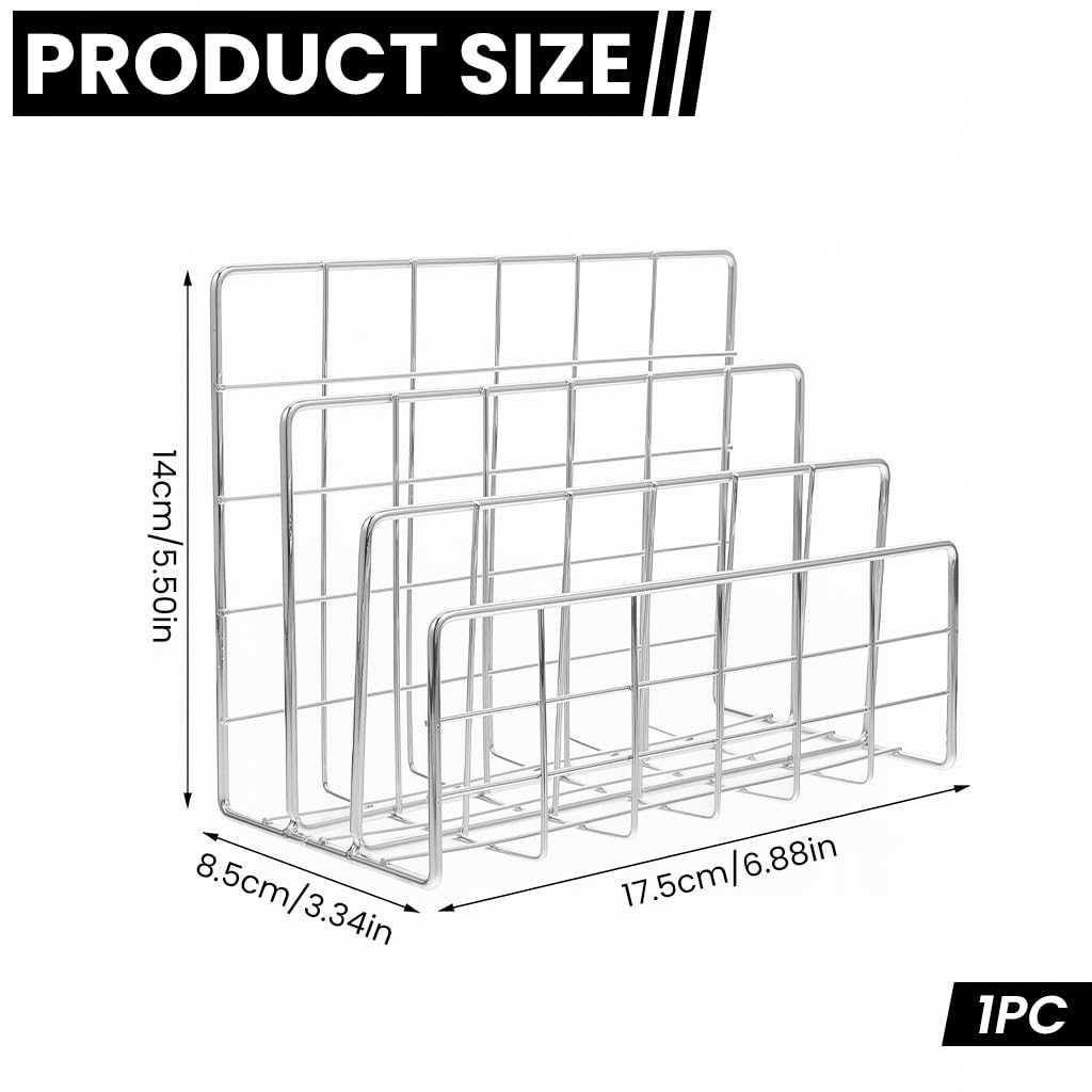 Zibuyu 3 Tier Metal Book Organizer for Home Office with Wire Design | Silver Desktop File Holder