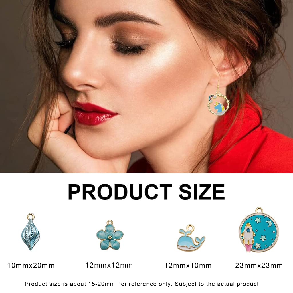 ZIBUYU Pendant Charms for Jewelery Making Kit Assorted Cartoon Blue Enamel Gold Plated Charms Pendants for DIY Charms Necklace Bracelets for Making Jewelry and Crafting - 31 Pcs