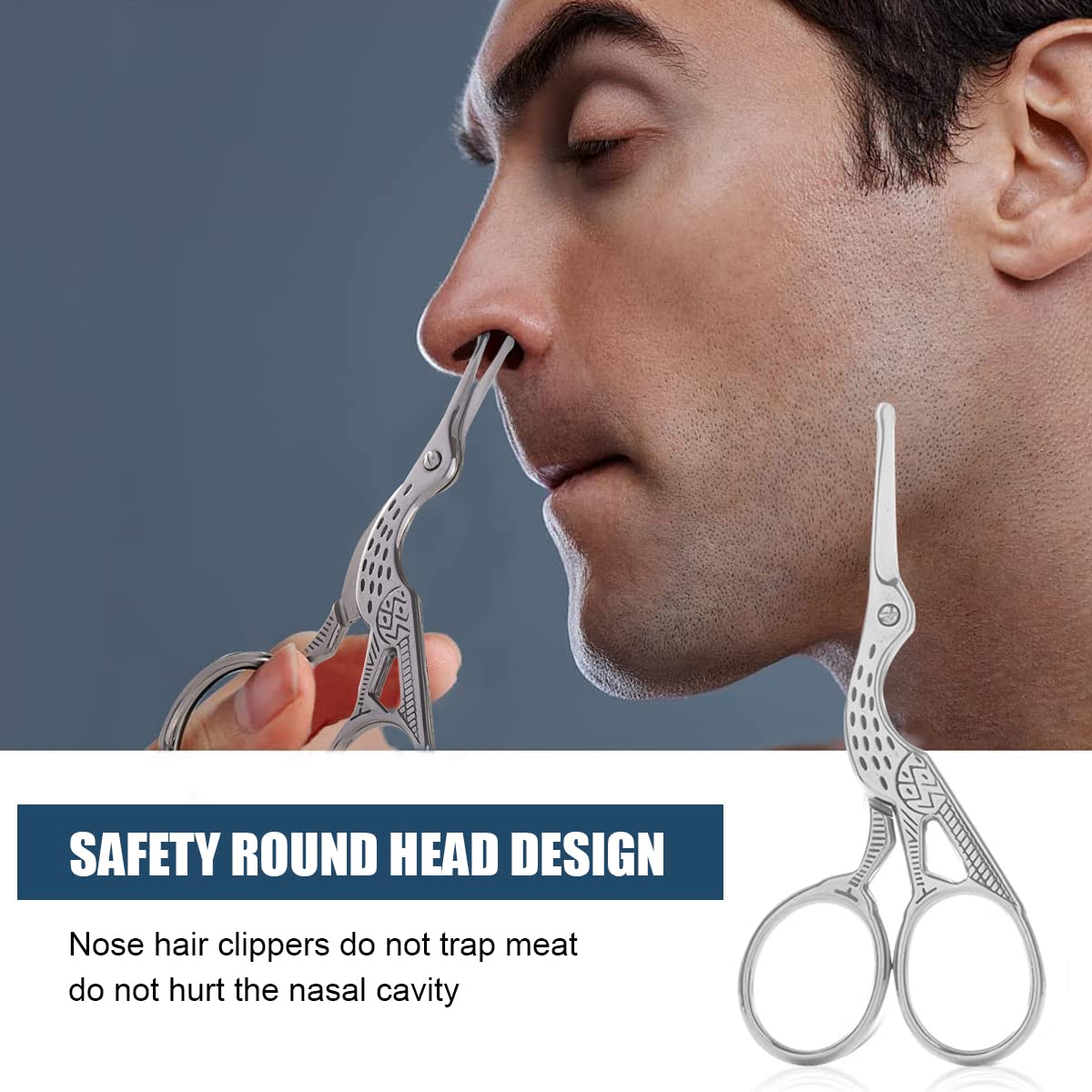 MAYCREATE Nose Trimmer for Men with Sharp Blade and Safe Blunt Tips | 9.7×4.5 cm Stainless Steel Scissors Kit