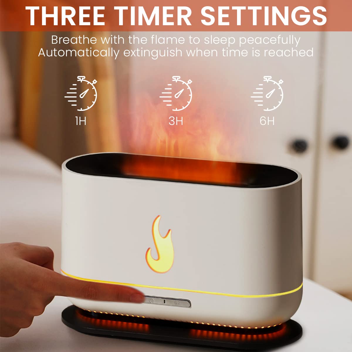 HANNEA Oil Aroma Diffuser for Home with 200mL Tank and Ultrasonic Mist | Quiet Flame Light