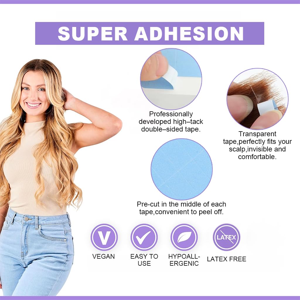MAYCREATE Hair Extension Tape for Invisible Tape In Extensions 60PCS 4x0.8cm | Double Sided Adhesive Tabs
