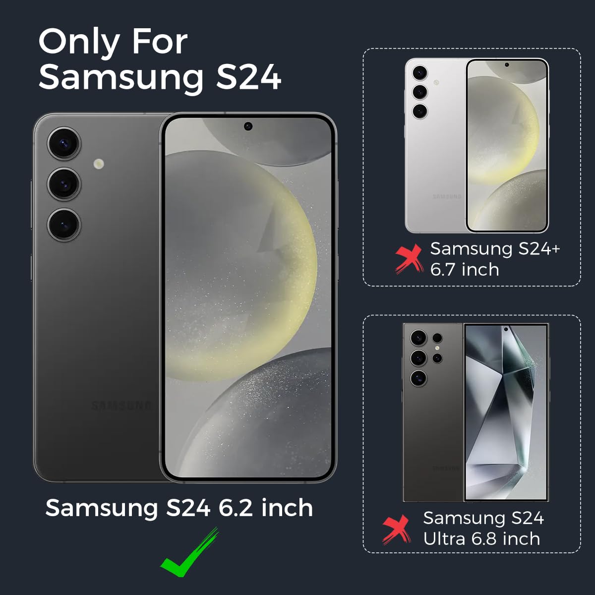 ZORBES Phone Case for Samsung Galaxy S24 with 0.8mm Raised Frame | Matte PC and Silicone Protection