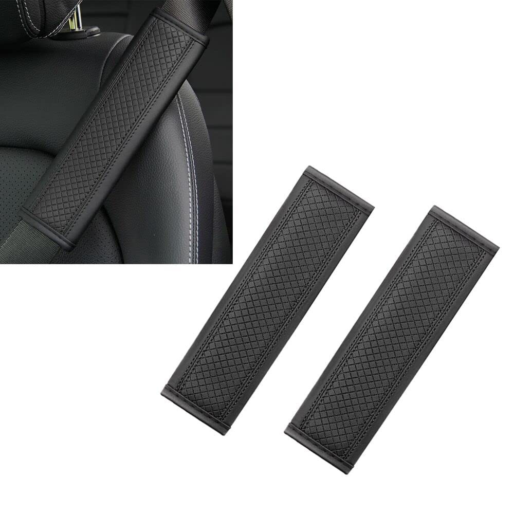STHIRA Seat Belt Pad for Car and Truck with 6.5x23cm Velcro Closure PU Leather | 2pcs Set