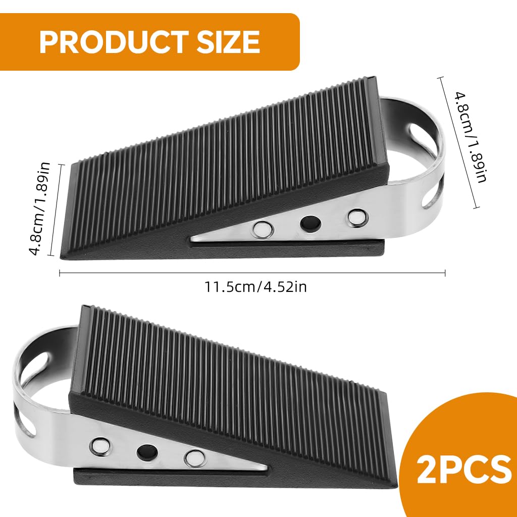 HASTHIP Door Wedge Stoppers for Heavy Doors with Pull Grips and Anti Slip Surface | 2Pcs 304 Stainless Steel