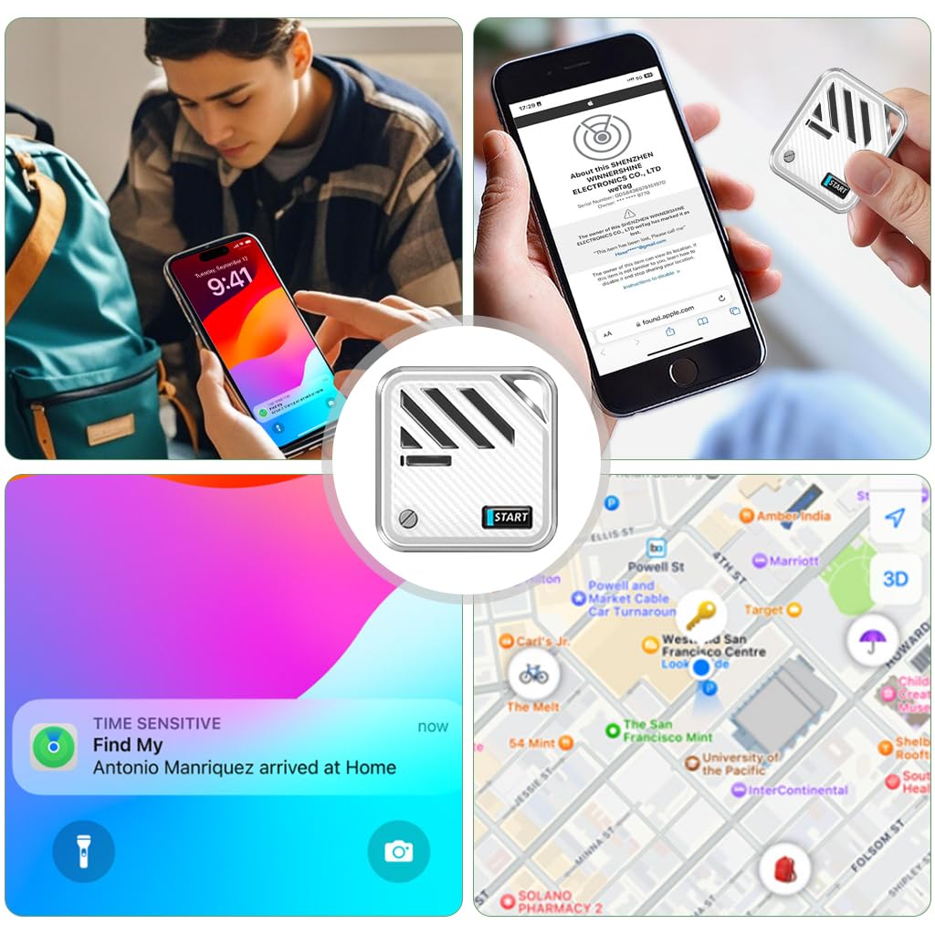 Verilux Air Item Finder for iOS with Loop Hole Bluetooth Tracking | Compact 3.2x3.2x0.94 cm White