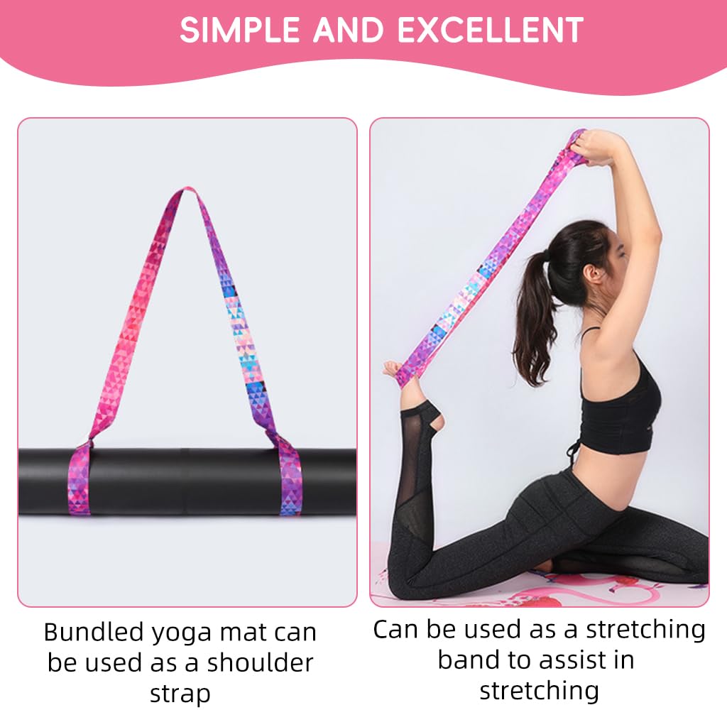 Proberos Yoga Mat Carrying Strap 5.5ft with Dual Hoops featuring Nylon and Green Mandala Print