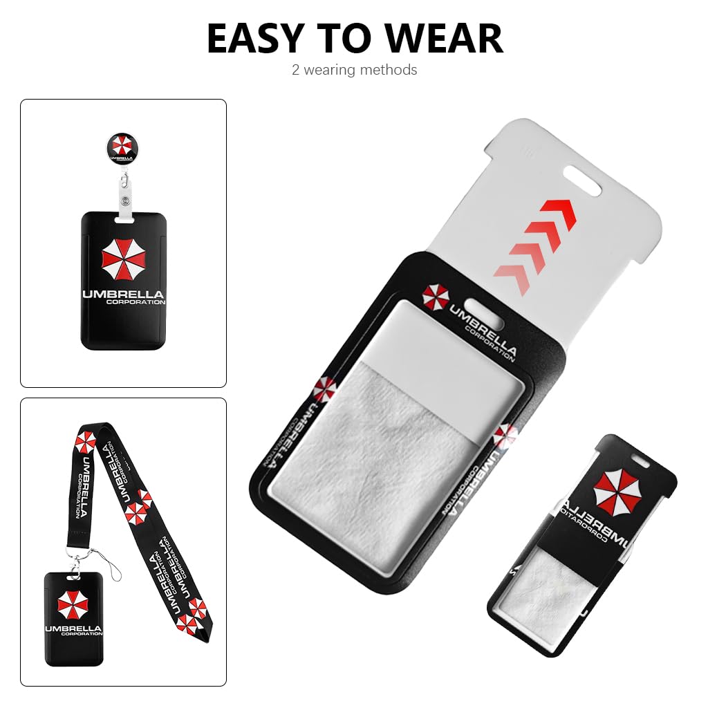 ZORBES ID Card Holder for Office with 17.7 in Retractable Lanyard featuring Detachable Neck Strap | Resident Evil Umbrella Design