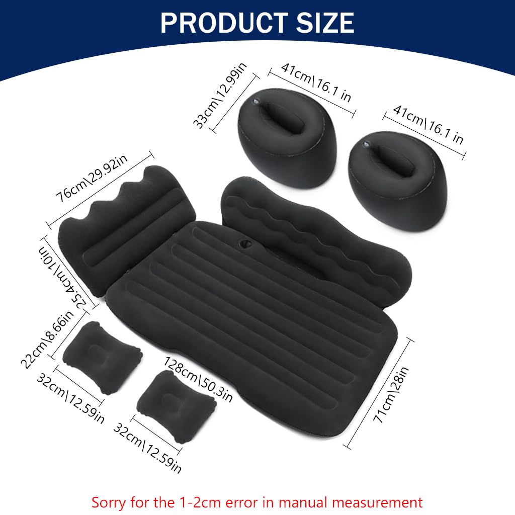Proberos Air Mattress for Car Travel with Back and Arm Supports 128x77cm | Flocking PVC