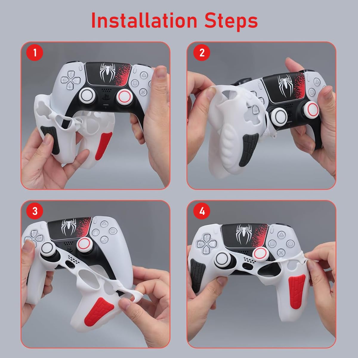 Verilux PS5 Controller Cover Case with Anti Slip Silicone Skin | 2PCS Spider Man Design